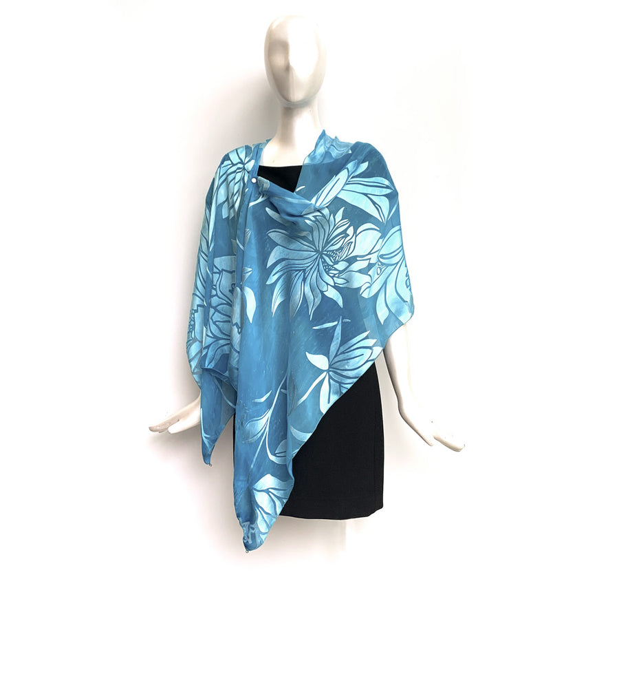 Silk Shawl - Hand-Dyed - Magnolia Pattern