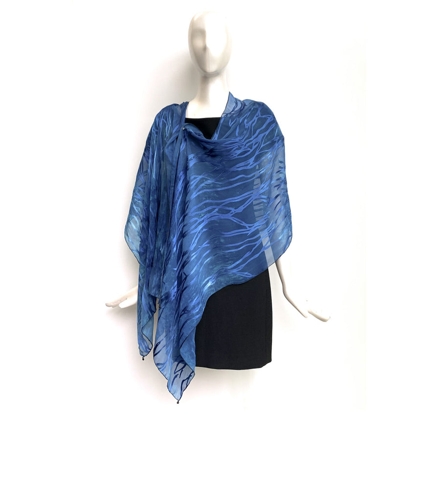 Silk Shawl - Hand-Dyed - Twig Pattern